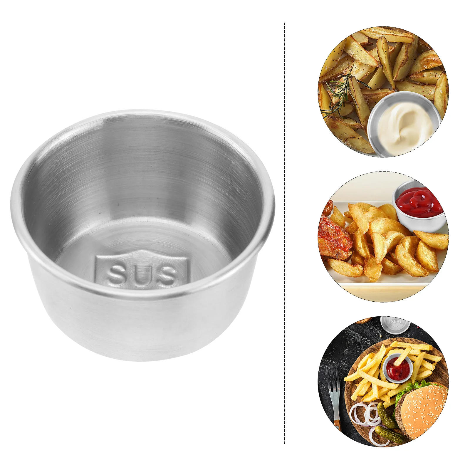 

12 Pcs Mini Chips Appetizer Side Dish Dipping Serving Soybean Individual Condiment Cup Saucer Bowl Metal Dishes Silver Ramekins