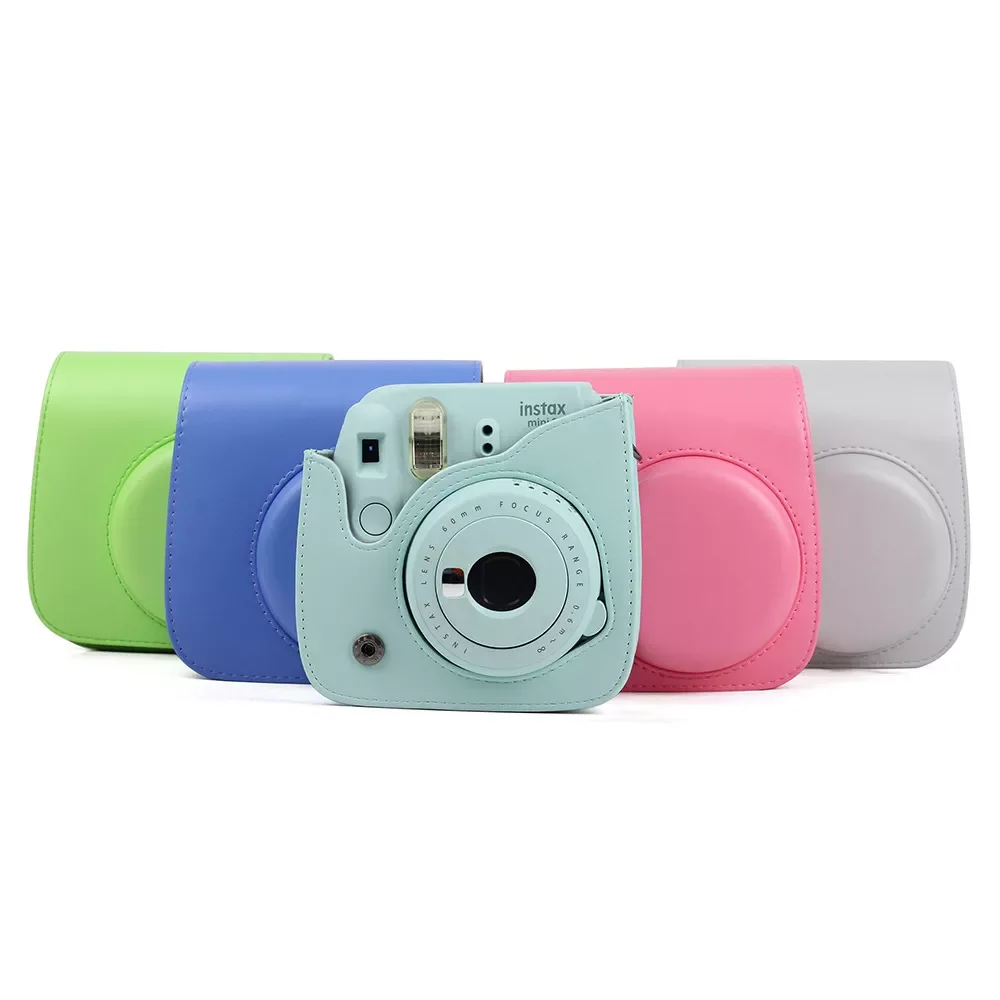 

5 Colors PU Leather Film Camera Bag Pouch Cases with Shoulder Strap For Polaroid Mini 8/8+/9 Instax