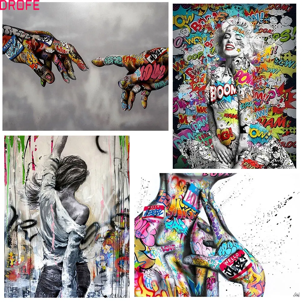 

DROEF DIY Oil Painting By Numbers Abstract Hand Paint By Numbers For Adults Coloring Drawing By Numbers Frames Wall Decor Ar