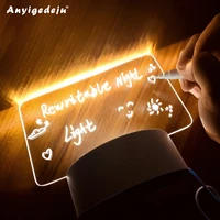 creative led night light note board message board with pen usb power decor night lamp gift for children girl friend for bedroom