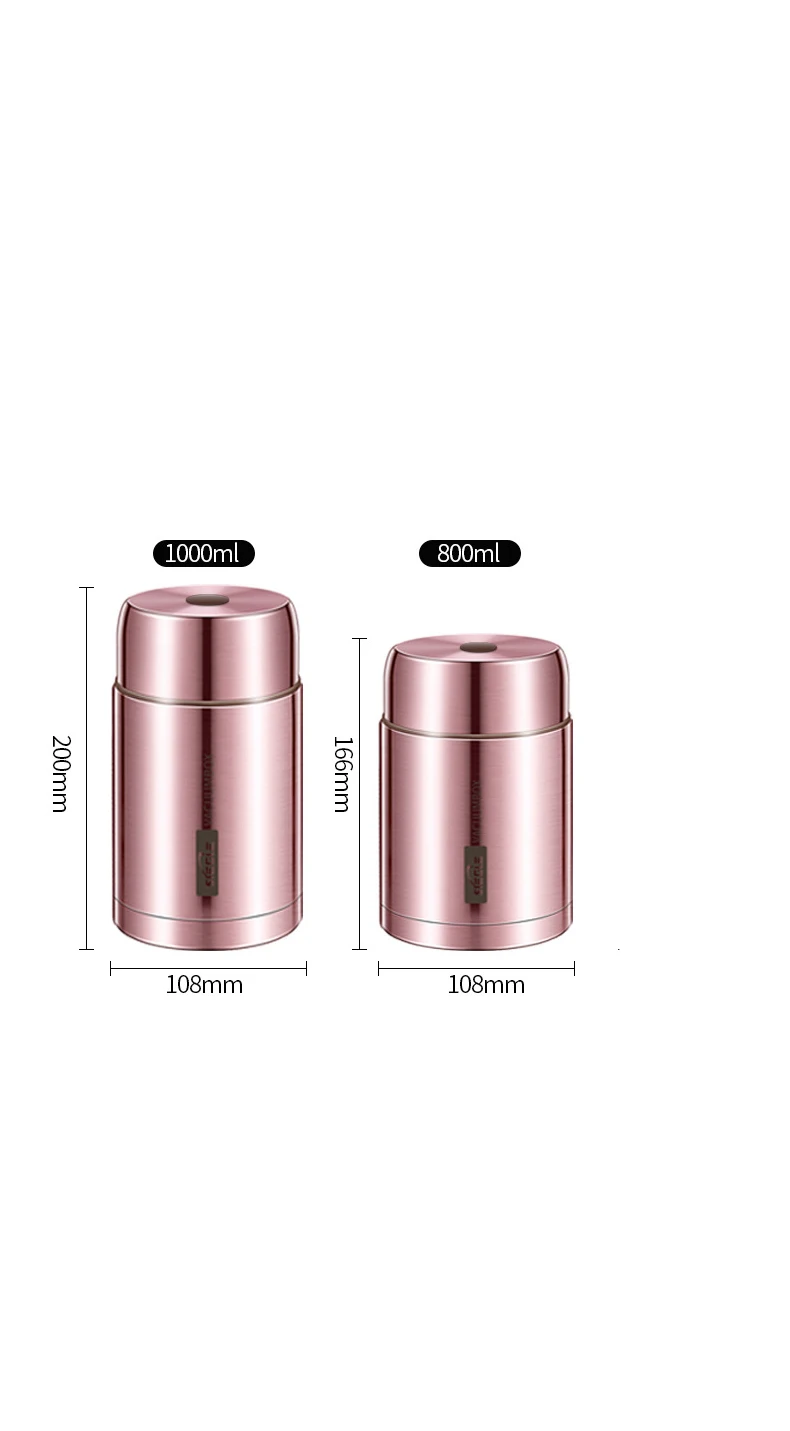Food Thermal Jar Soup Gruel 316 Stainless Steel Vacuum Lunch Box Office Insulated Thermos Containers Spoon Bag 800/1000ML |