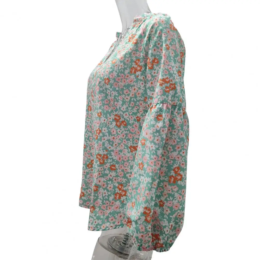 

Chiffon Blouse Stylish Sturdy Sewn Comfortable Elegant Floral Print Lady Shirt Female Clothing