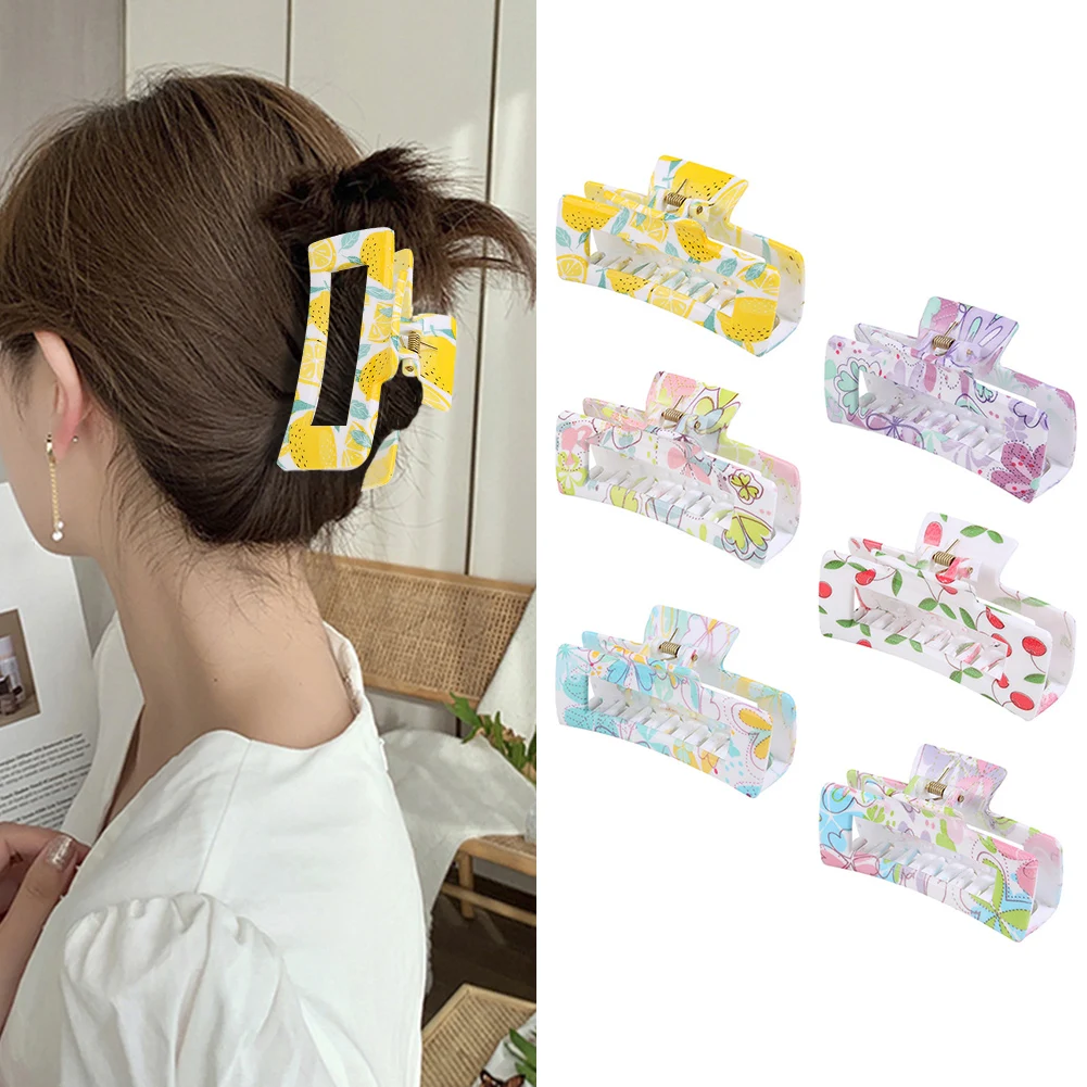 

Fashion Hot Sale Printed Color Large Barrette Crab Hair Claws Bath Clip Ponytail Clip for Women Girls Claw Clip Hair Accessories