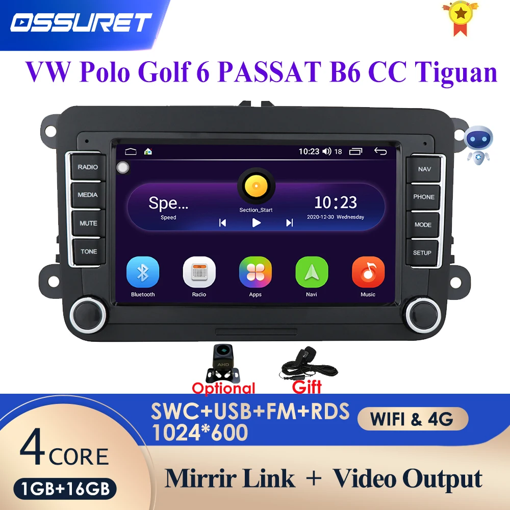 Автомагнитола 2 Din 7 дюймов Android GPS для VW/Volkswagen Skoda Octavia Golf 5 6 Touran Passat B6 Polo Jetta |