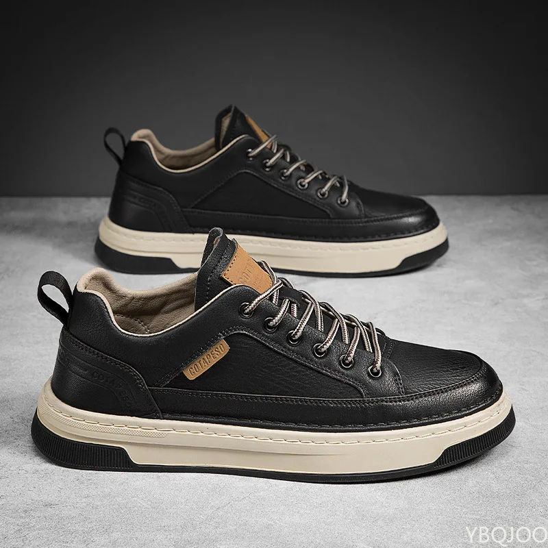 

Men Fashion Leather Casual Shoes Mens Running Sneakers Outdoor Walking Shoes New Anti-skid Wear Men's Business Boots Size 39-44