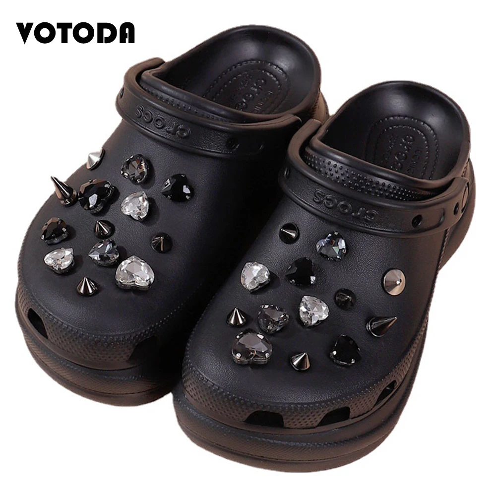 Charm Croc Set Bling Rhinestones Metal Rivets Shoe Accessories DIY Charms Buckle Fashion Sandal Clogs Shoe Decoration Girl Gift