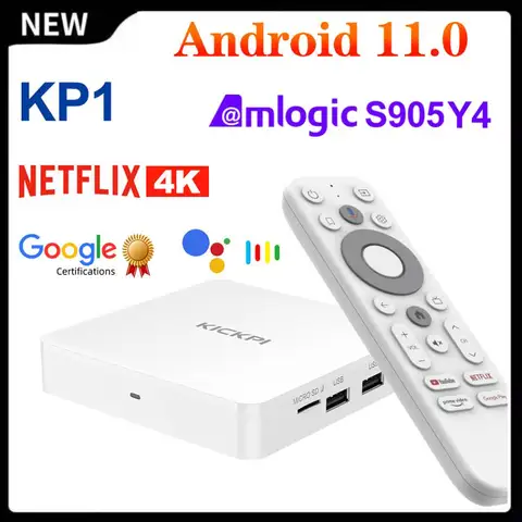 ТВ-приставка KICKPI KP1 Google Netflix Android 11 Amlogic S905Y4 медиаплеер 4K ТВ-приставка Android 11,0 2G32G AV1 2,4G и фото, Wi-Fi BT5.0