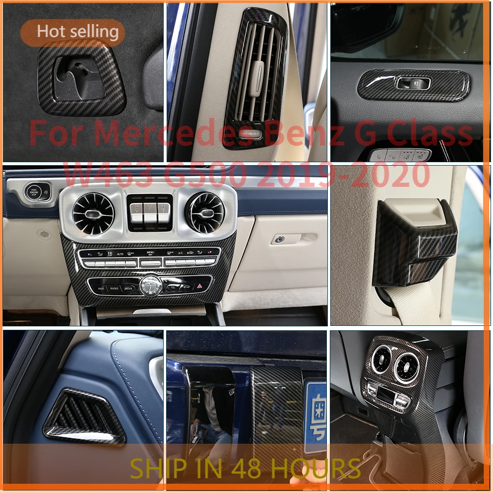 

For Mercedes Benz G Class W463 G500 2019-2020 ABS Carbon Fiber Central Control Panel Cover Sticker Interior Car Accessories rf