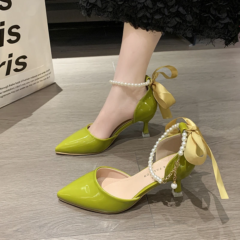 

Новинка, женские сандалии на высоком каблуке, модные летние элегантные сандалии-гладиаторы с жемчугом, Классические роскошные свадебные сандалии на высоком каблуке