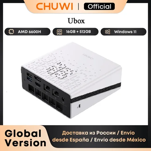 Chuwi UBox Мини-ПК Ryzen 6600H/7430U Windows 11 16 ГБ ОЗУ 512 ГБ SSD