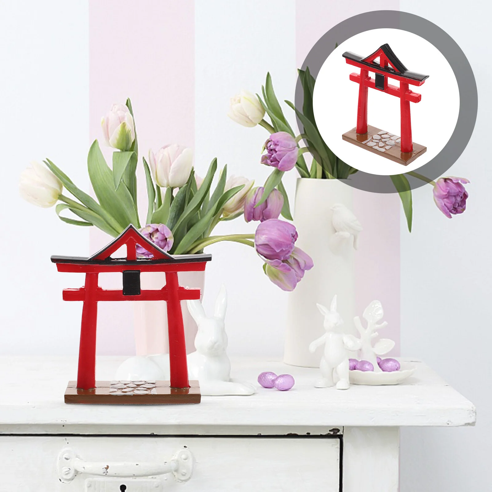 

Torii Gate Accessories Mini House Adornment Miniature Ornament Decorative Resin