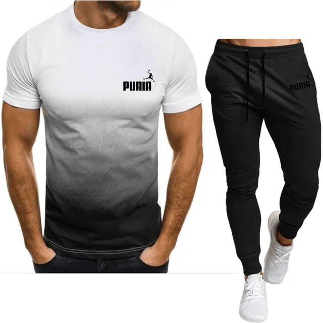 2023 summer sportswear short-sleeved T-shirt+sportswear suit men's street sportswear men's two-piece suit 4