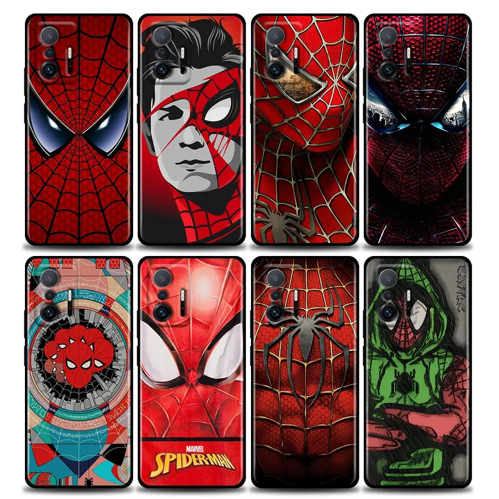 

Marvel Spiderman Heros Face Coque Fundas Case for Xiaomi 12 12X 11 11X 11T X3 X4 NFC M3 F3 GT M4 Pro Lite NE 5G Case Capa Para