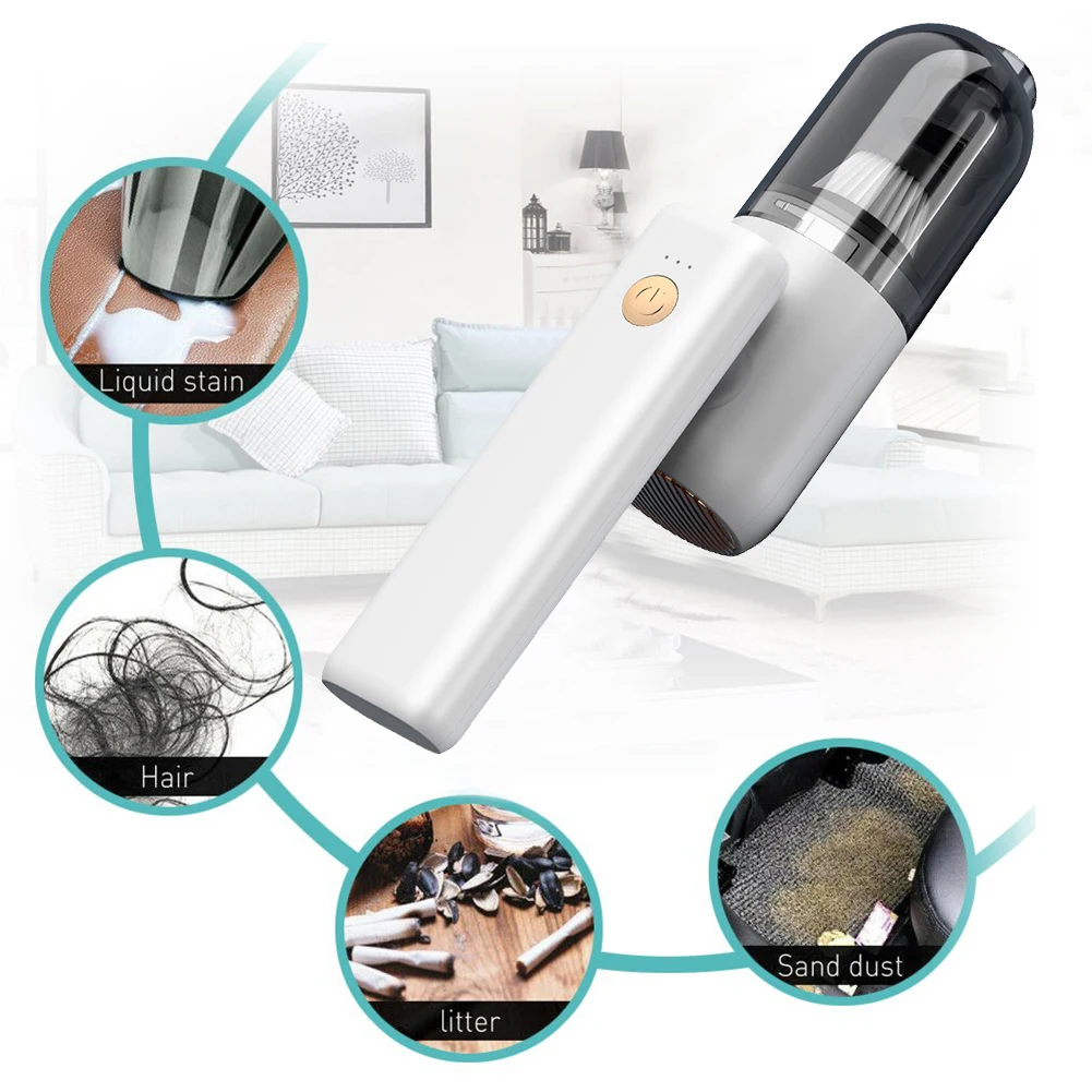 

Портативный автомобильный домашний пылесос двойного использования со светодиодный Ной подсветкой беспроводной ручной 5000 ПА мощный складн...