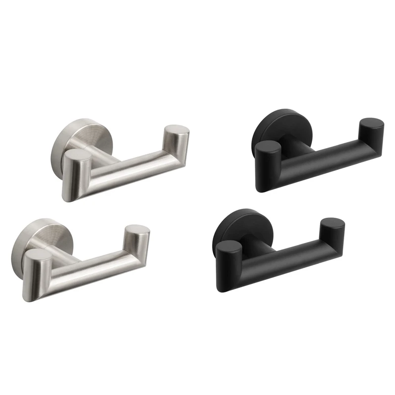 

2PCS Bathroom Double Towel Hook Stainless Steel Robe Towel Holder Heavy Duty Double Coat Hook