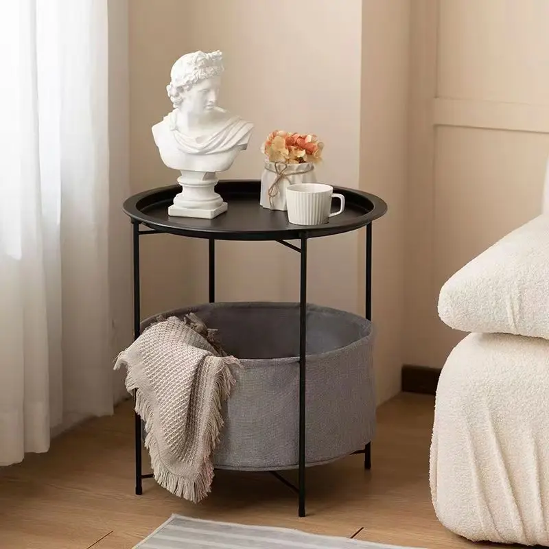 

Simple Folding Small Steel Table Bedside Shelf Bedside Table Bedroom Household Portable Small End Table