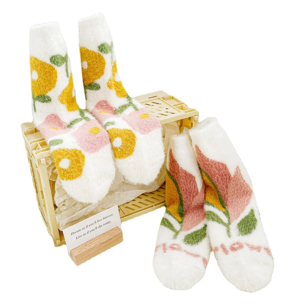 Mink Velvet Socks Women's Socks Winter Coral Velvet Cute Japanese Autumn And Winter Floor Socks Padded Warm Mao Mao Socks