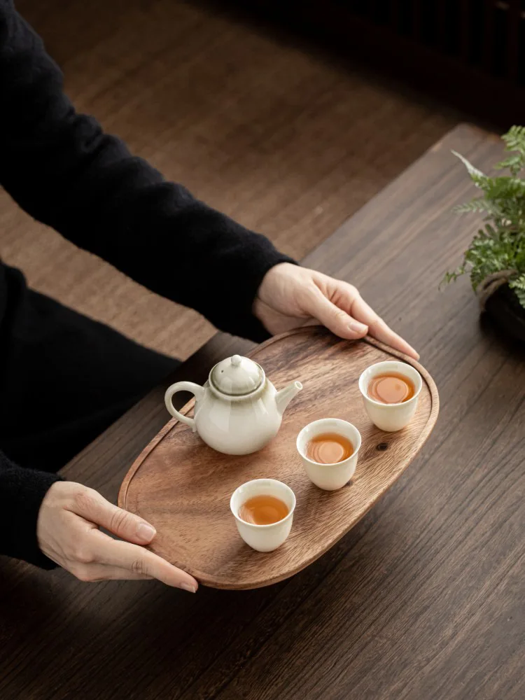 

Tray solid wood pot bearing simple hotel tea tray single-layer pot holder rectangular household dry bubble table