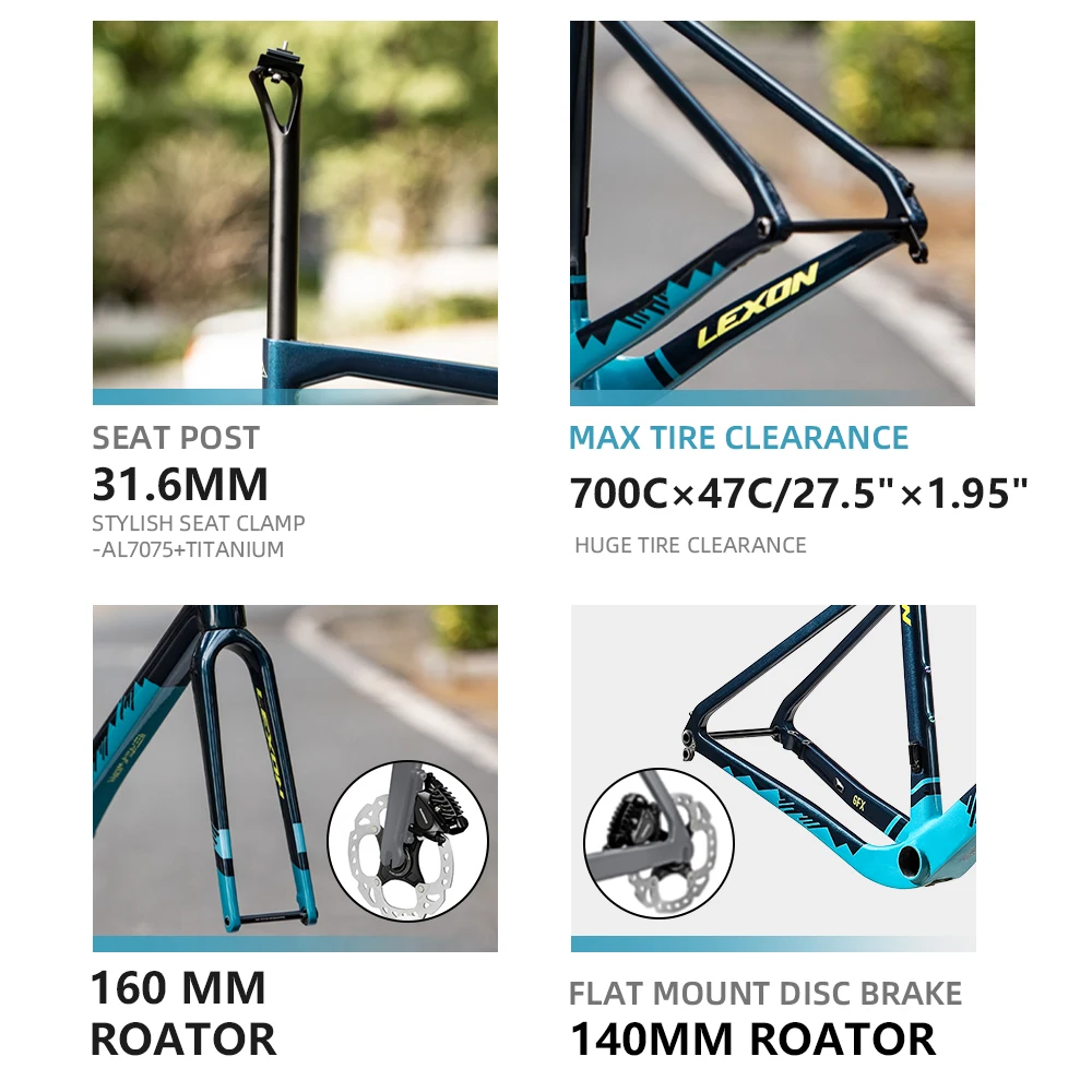 Lexon Carbon Gravel Frame 2023 дисковый тормоз сверхлегкая рама для внедорожного велосипеда