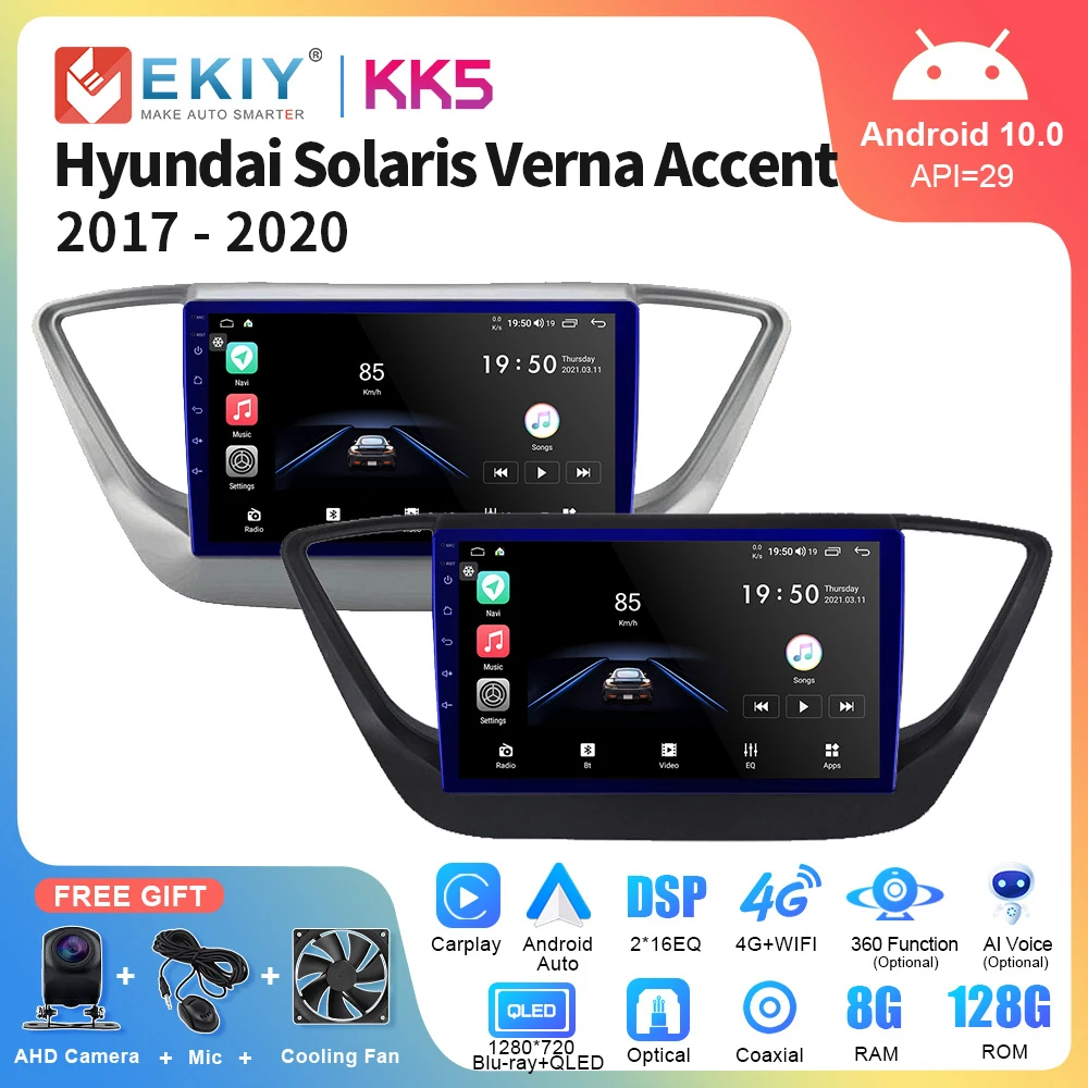 

EKIY KK5 Android 10 Car Radio For HYUNDAI Solaris 2 Verna Accent 2017-2020 Multimedia Stereo DVD Player Navigation GPS Head Unit