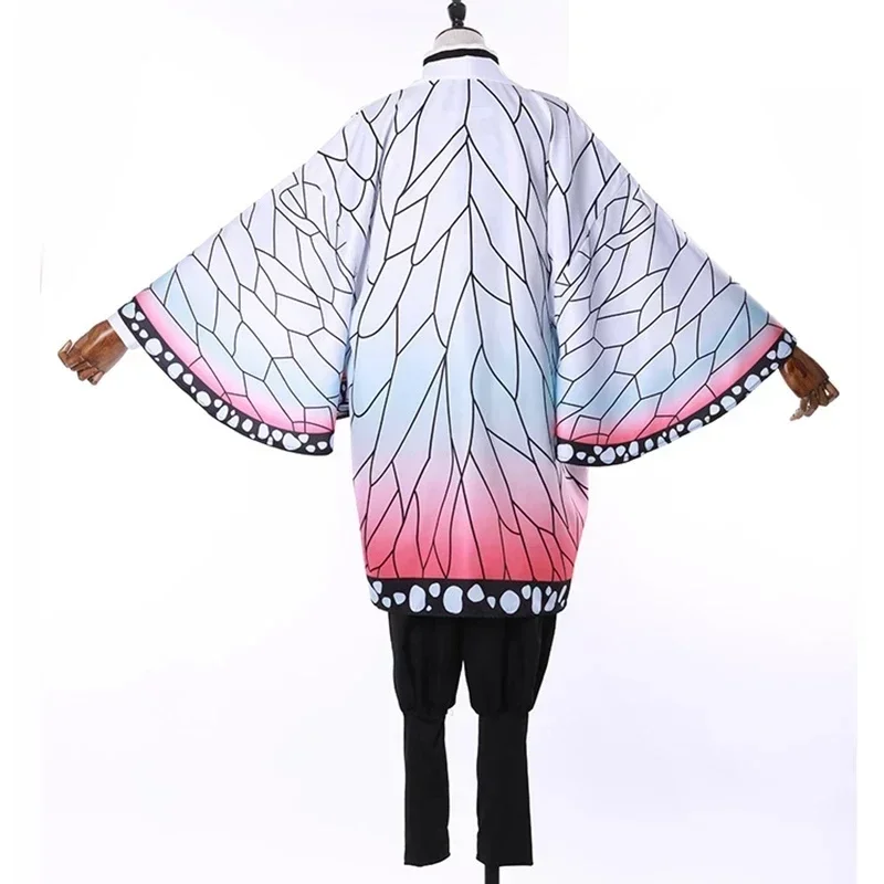 Аниме Demon Slayer Kimetsu no Yaiba Kochou Shinobu Косплей Костюм Pruik Set Кимоно Униформа Хэллоуин