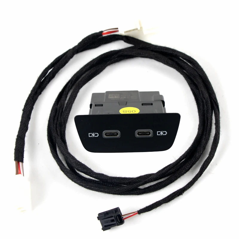 Фото Разъем USB Type-C для задней зарядки 2G6 035 954 для VW Golf 8 MK8 Polo T-CROSS ID3, новый интерфейс Type-C с двумя отверстиями №2
