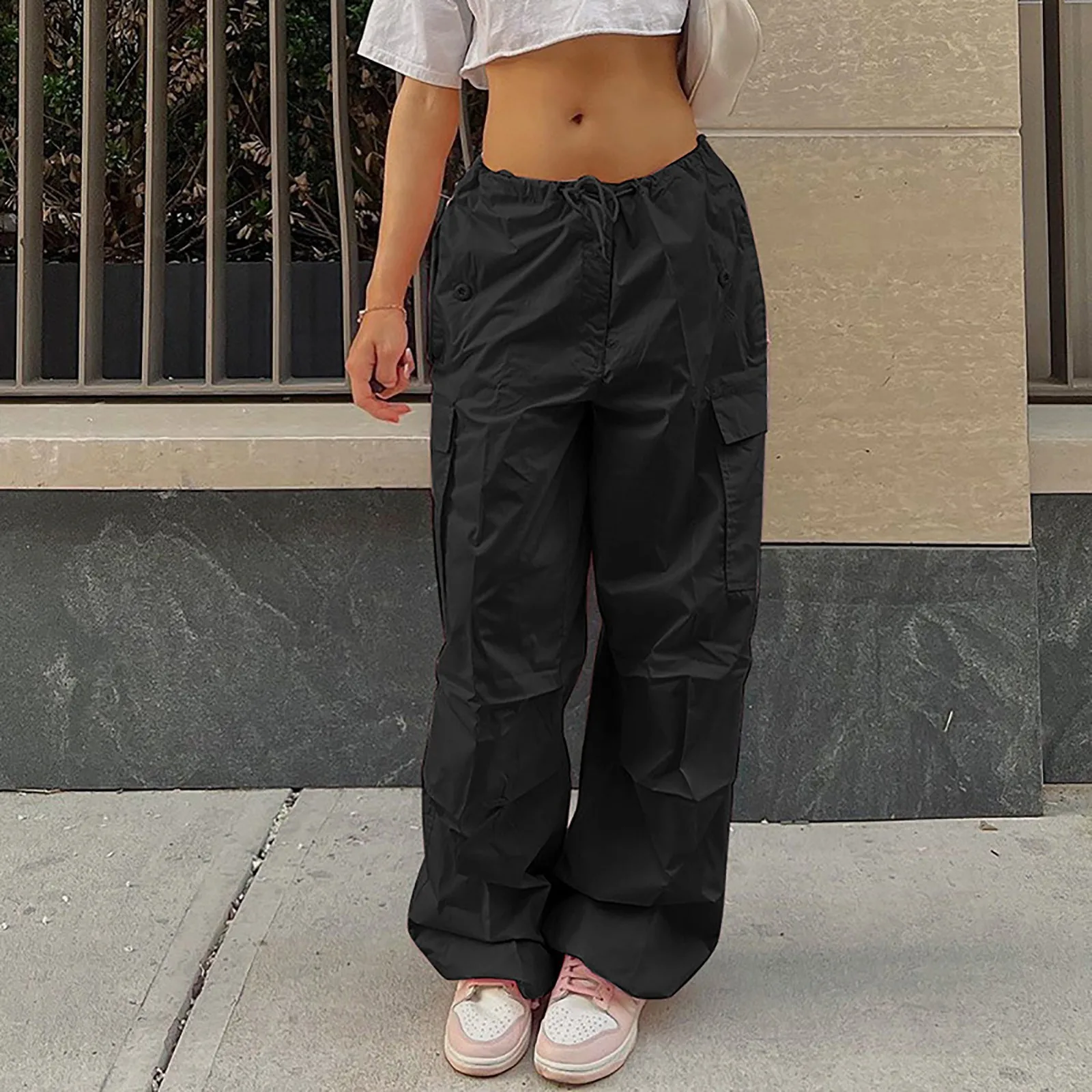 

Y2K Cargo Pants Womens Wide Leg Loose Trousers Korean Drawstring Sweatpant Streetwear Harajuku Techwear Egirl Grunge 2023 Jogge