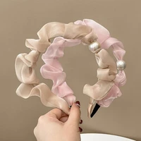 women girls elegant elastics pearl hair circle headband hairbands hair ring
