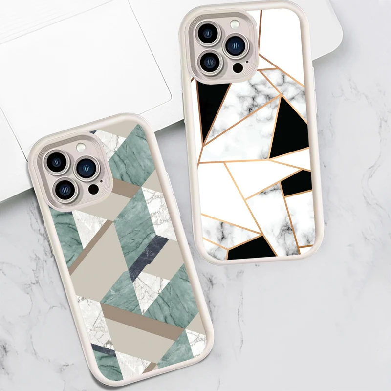 Чехол с геометрическим рисунком под мрамор устойчивый к царапинам для iPhone X XR XS Max