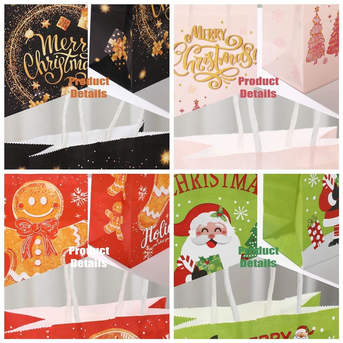 4 шт. рождественские бумажные подарочные пакеты веселые украшения для дома 2024