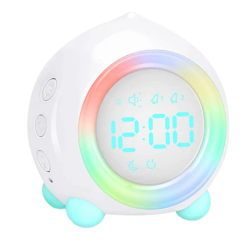 

NEW-Kids Alarm Clock For Kids Color Night Light Sunrise Sunset Simulation, Adjustable Brightness Of Screen