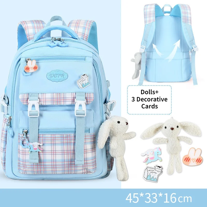 6-14 Years Old Children Girls Princess Sweet Large Fashion Backpacks New College Students School Tutorial Bags with Pendant Hot