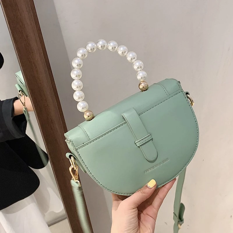 

Shoulder Bags For Women 2022 New Top Handle Bag Pearl Ring Crossbody Luxury Fashion Designer Semicircle Ladies Totes Handbags