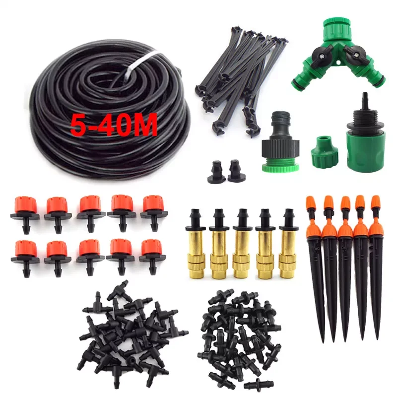 

30M 40Meter gardening water Drip Irrigation Dripper Adjustable Kits DIY Spray nozzle Irrigation Micro Watering System Garden set