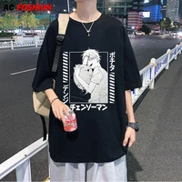 anime cartoon denji pochita chainsaw man graphics print t shirt men women oversized t shirts mens casual loose plus size tshirt