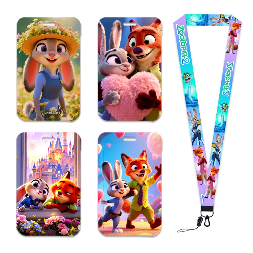 Фото Новый держатель для идентификационных карт Judy Zootopia 2, ремешки для дверных пропуска, чехол для карт, подвесной держатель для значка на веревке, шейный ремешок, значок для карт, подарок №2