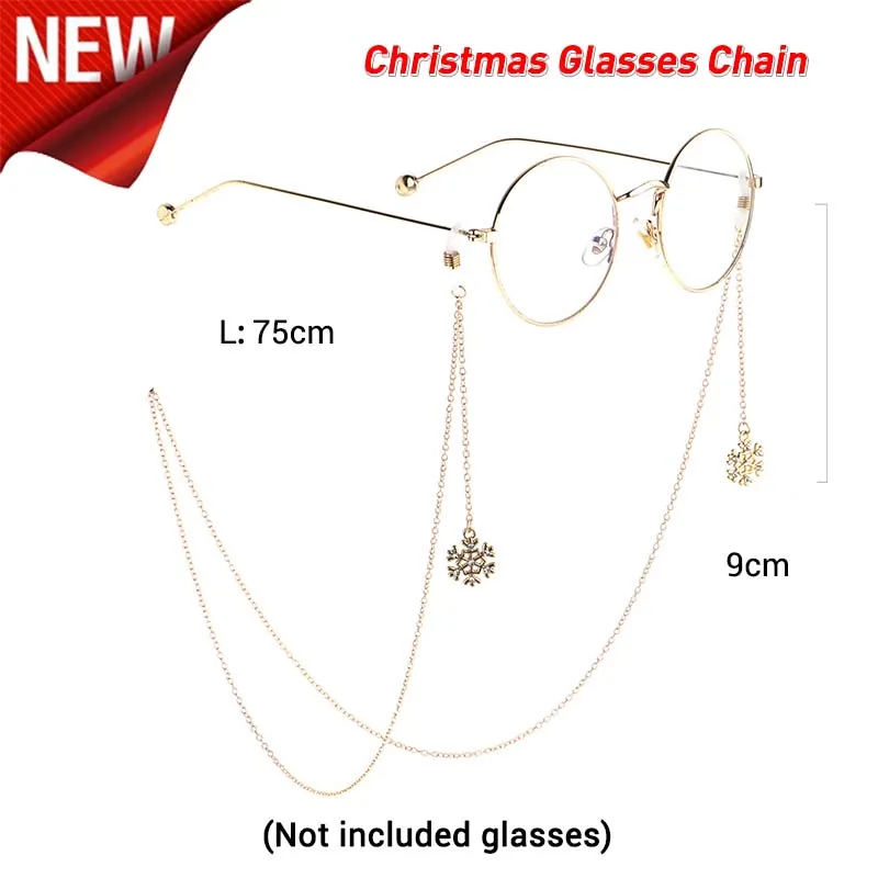 

Newest Fashion Antiskid Mask Glasses Chain Christmas Winter Snowflake Pendant Cosplay Jewelry Gifts