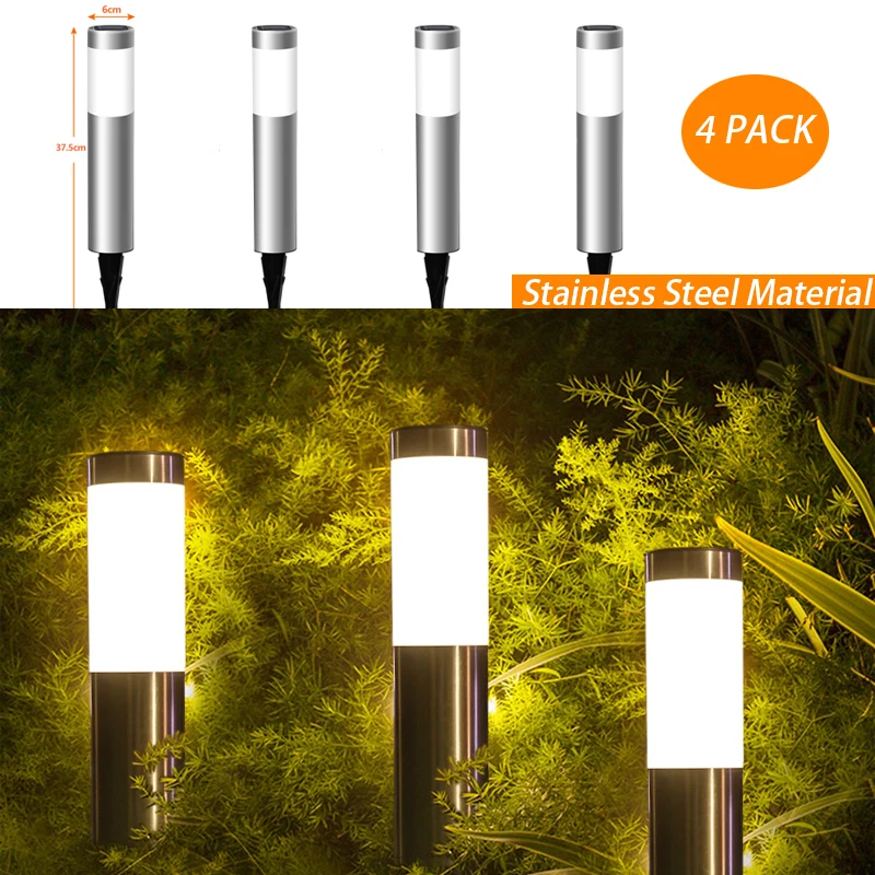 4PACK Solar Outdoor Garden Lights Cylindrical LED lights Long Tube Lights Garden Lights Waterproof Plug-in Lights