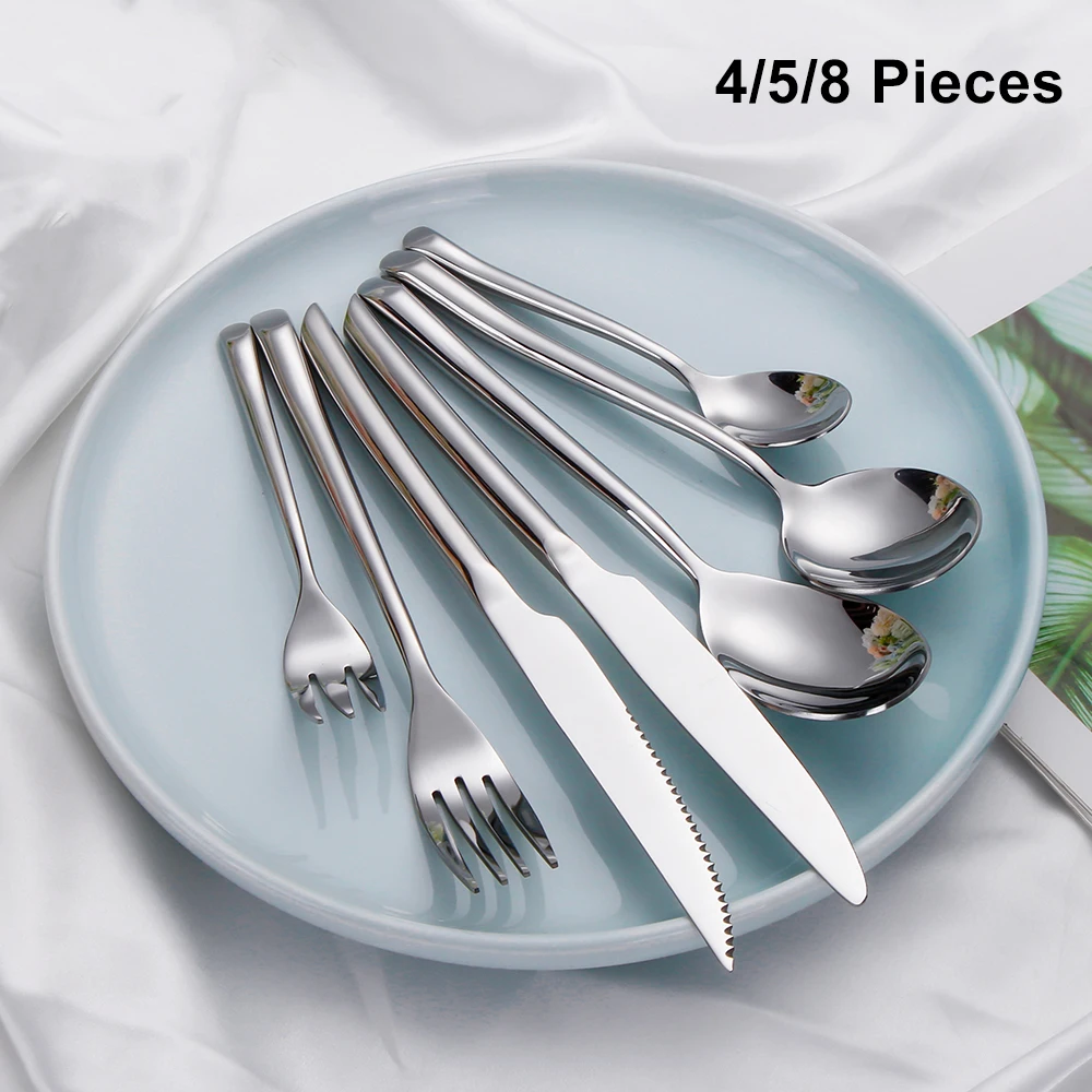 

Набор золотых столовых приборов из нержавеющей стали, 4/5/8 шт.