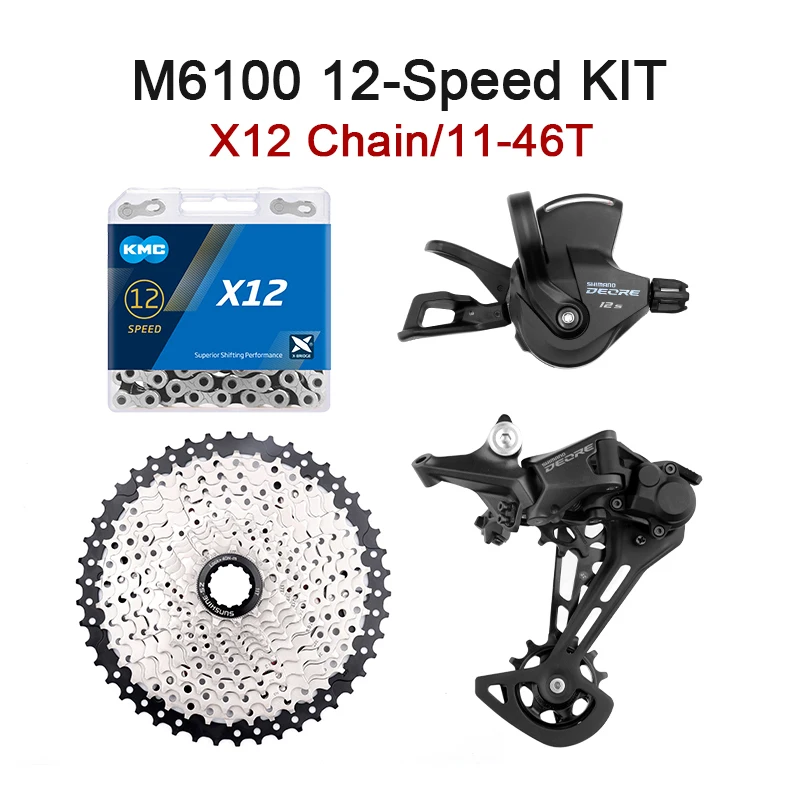 

SHIMANO Deore M6100 12 Скоростей 1x12 рычаг переключения передач 46T 50T 52T Солнечный свет кассета KMC X12 цепь 12 S комплект для горных велосипедов