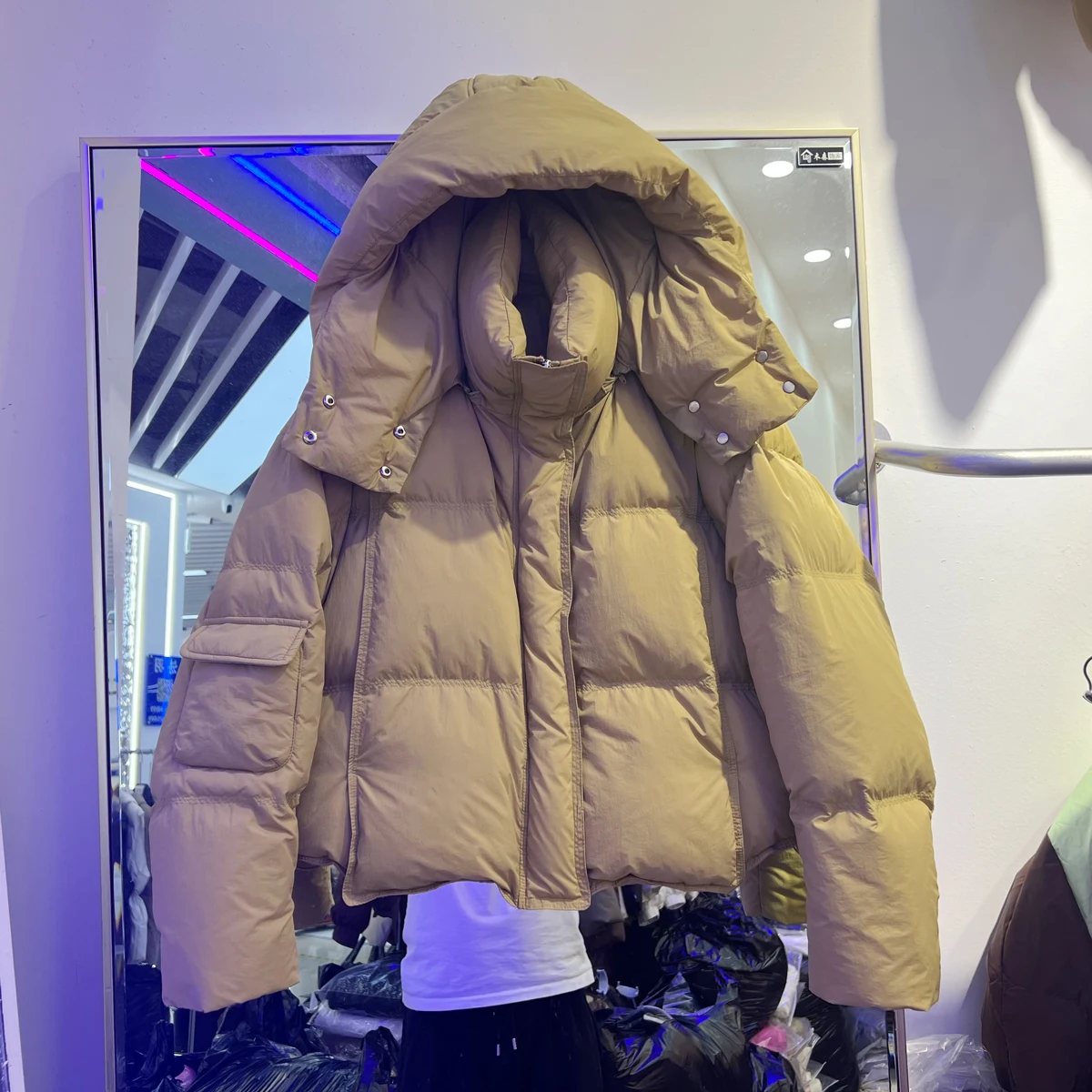 

Женский свободный пуховик с капюшоном, Повседневная теплая куртка на белом утином пуху с длинным рукавом и карманами, модель L556 на зиму, 2023