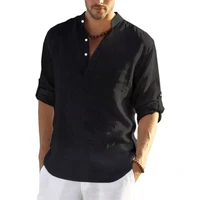 loose tops long sleeve tee shirt spring autumn casual handsome men shirts new mens casual blouse cotton linen shirt
