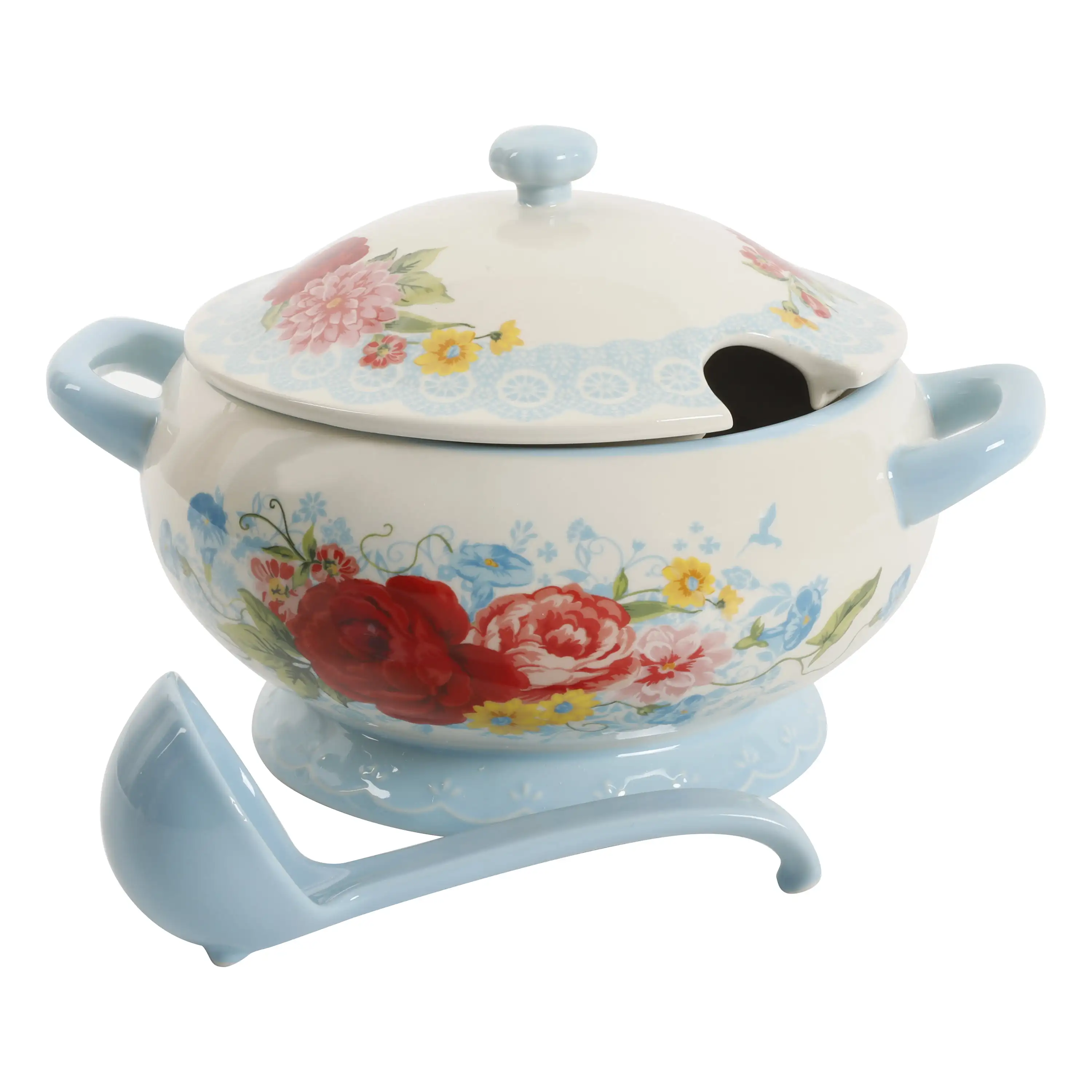 

Sweet Rose Turquoise 3.17-Quart Soup Tureen with Ladle