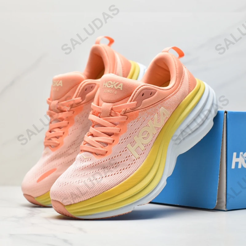 HOKA Running Shoes Bondi 8 Anti Slip Shock Absorption Breathable Road Running Shoes Men Outdoor Jogging Casual Sport Shoes Women