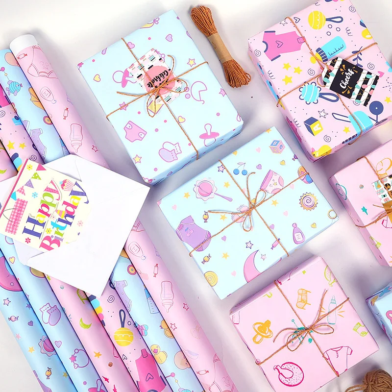 Boy And Girl Birthday Gift Paper Baby Shower Gift Wrapping S