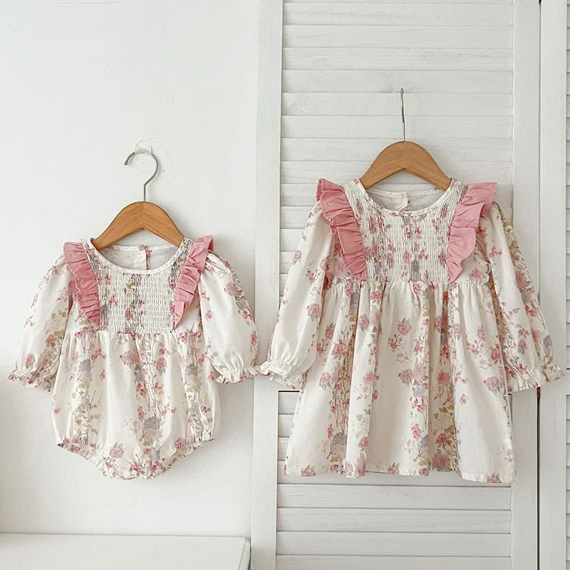 Весенняя одежда для сестры детские платья принцессы детский комбинезон розовая