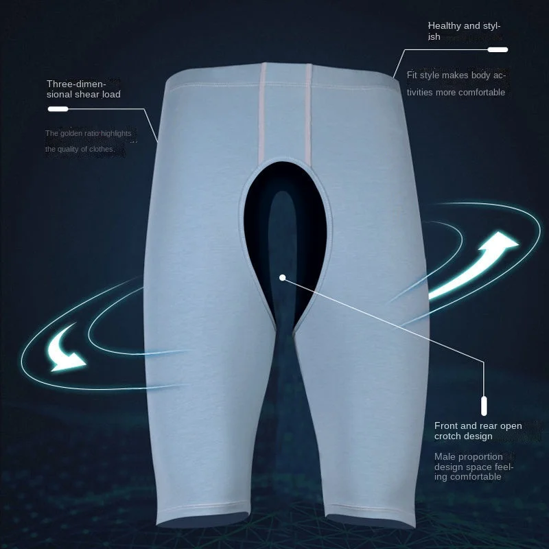 Summer Tight Cycling Shorts 5-point Sports Pants Men's Underwear Medium Waist Hollow Air Pants 5-point Running Pants Under Wear