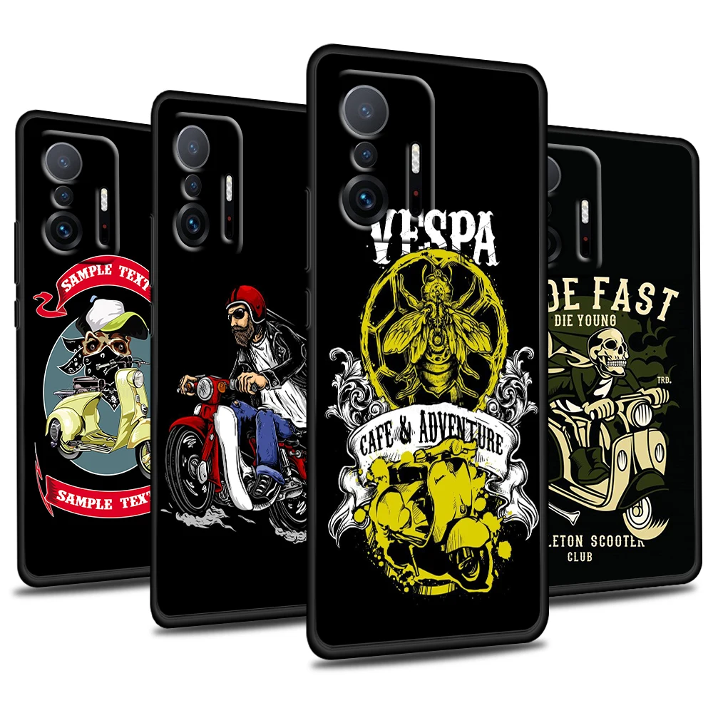 

Vespa Scooter Art For Xiaomi Mi 11 10 Ultra 11T 10T Note10 Pro Lite 11i 10i 10S 5G Soft Silicone Black Phone Case