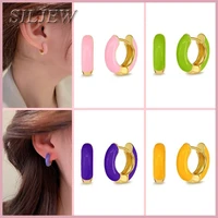 copper summer new pop candy color round heart chunky ear clasp vogue enamel hoop earring for women jewelry accessories orecchini