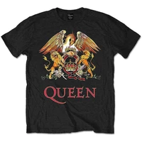 official queen t shirt classic crest black classic rock band bohemian rhapsody